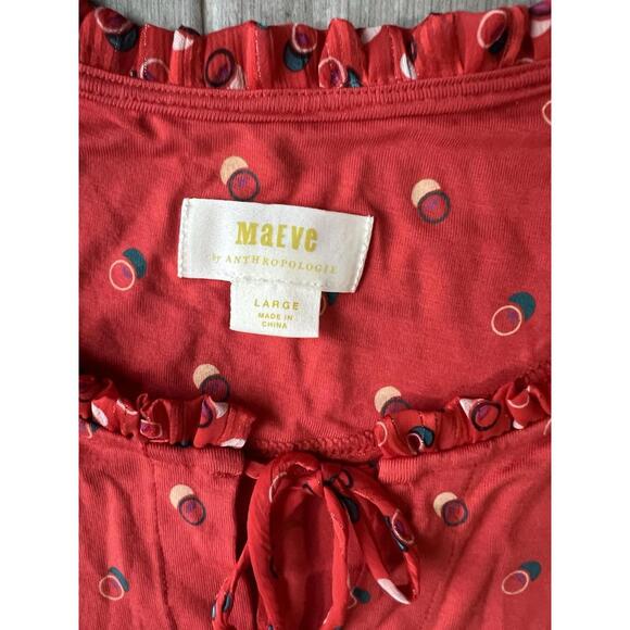 ANTHROPOLOGIE MAEVE Red Jacquin Peasant Blouse Size Large - Picture 4 of 5